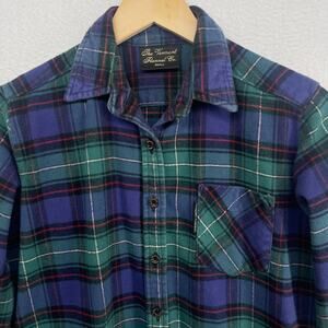 VERMONT FLANNEL Shirt Womens S Heavyweight Brushed Cotton Blackwatch Blue USA
